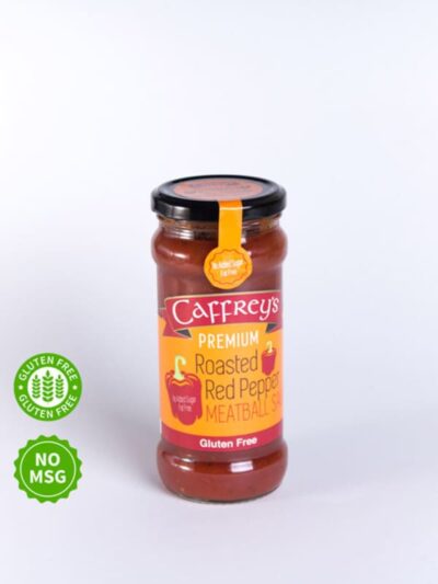 A jar of Caffrey’s Roasted Red Pepper Meatball Sauce/Pasta Sauce (350g)
