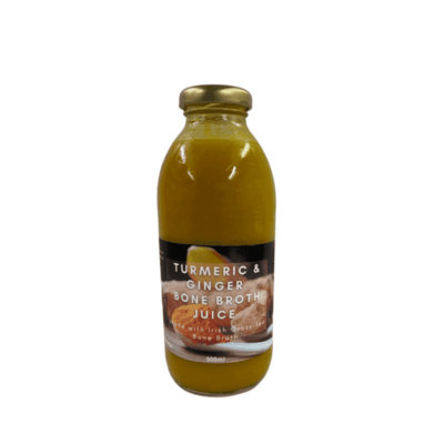 Bottle of Spear and Arrow Natural Bone Broth Turmeric Juice