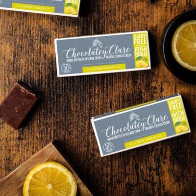 Lemon Crunch Bar on wooden background by Chocolatey Clare